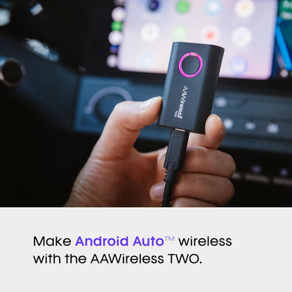 Two - Android Auto Wireless Adapter - Convert Factory Wired Android Auto to Wireless - Multifunctional Button - Easy Plug and Play Setup - Seamlessly Connect Via Bluetooth - Made in Europe