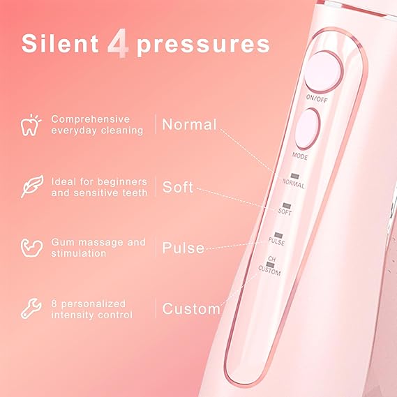 Oralfree Water flosser Teeth Picks - Dental Braces Cordless Oral Irrigator Portable Rechargeable Travel Irrigation Cleaner IPX7 Waterproof Electric Professional Flossing Teeth Cleaning for Home
