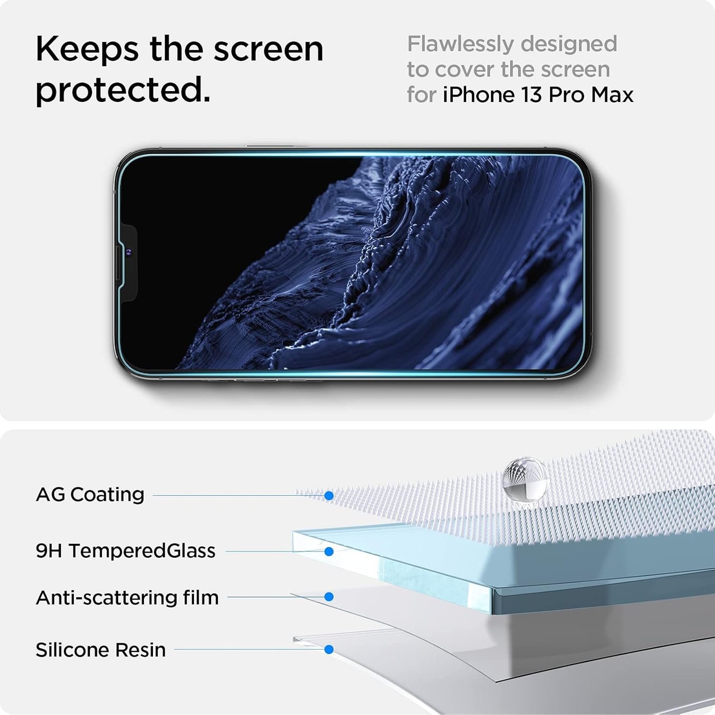 Spigen Tempered Glass Screen Protector Compatible with iPhone 14 Plus/iPhone 13 Pro Max - Sensor Protection