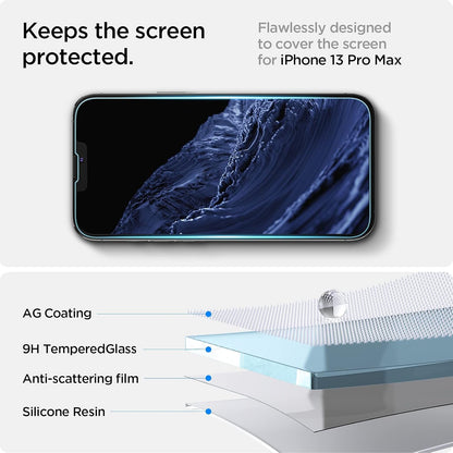 Spigen Tempered Glass Screen Protector Compatible with iPhone 14 Plus/iPhone 13 Pro Max - Sensor Protection