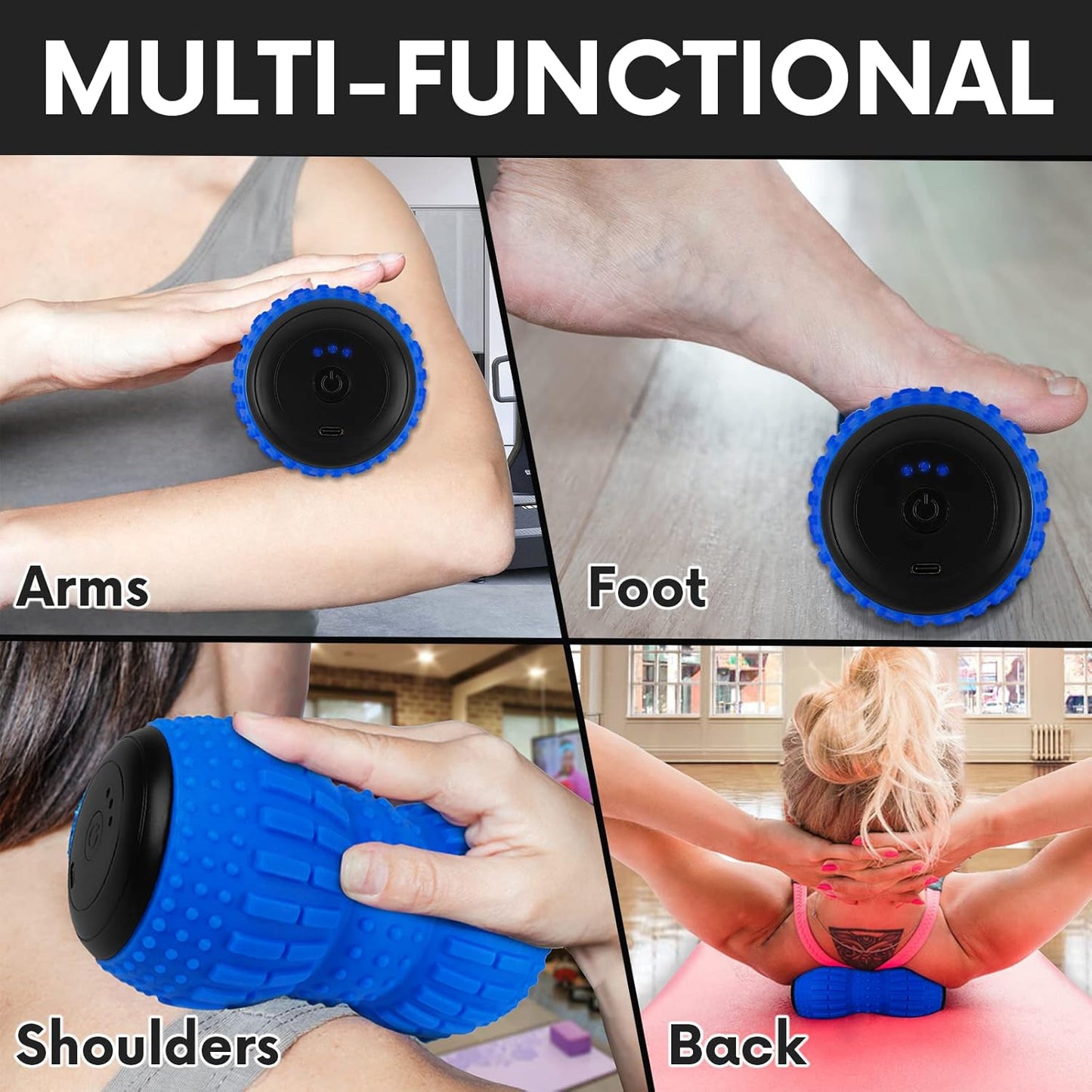 ZeenKind Textured Vibrating Peanut Massage Ball for Better Deep Tissue Trigger Point Therapy, Myofascial Release, & Muscle Recovery | Neck & Back Peanut Ball Roller- Double Lacrosse Ball Massager