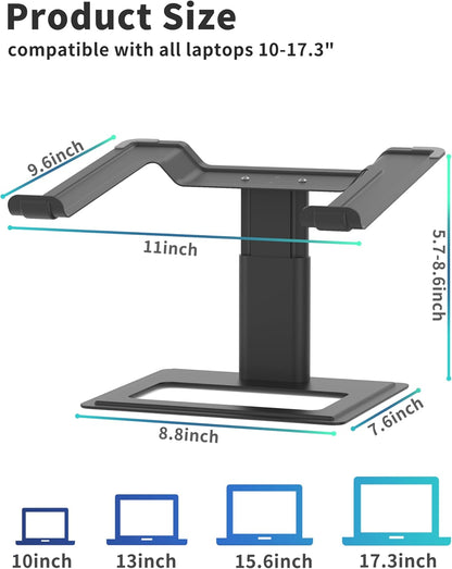 Soundance Adjustable Laptop Stand for Desk, Computer Stand, Ergonomic Laptop Riser Holder Compatible with 10 to 17.3 Inches Notebook PC Computer, Black