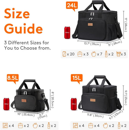 Lifewit Extra Large Collapsible Cooler Bag, Insulated Lunch Bag for Adults, Leakproof Soft Sided Portable Cooler Bag for Outdoor Travel Beach Picnic Camping BBQ Party, Black, 40-Can (24L)