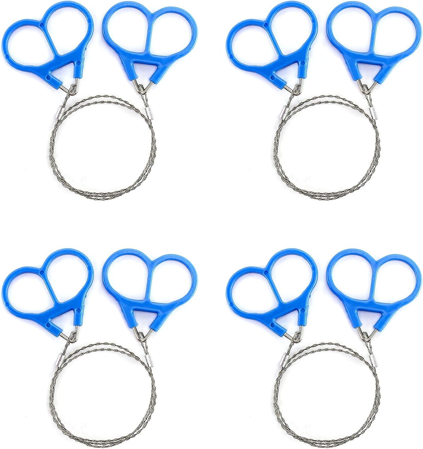 QWORK Wire Saw, 4 Pack 20" Stainless Steel Serrated Cutting Cable, Emergency Chainsaw Survival Kit Outdoor Tools for Trees Cutting, Backpacking Gear, Camping, Hunting, Hiking