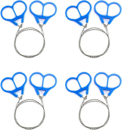 QWORK Wire Saw, 4 Pack 20" Stainless Steel Serrated Cutting Cable, Emergency Chainsaw Survival Kit Outdoor Tools for Trees Cutting, Backpacking Gear, Camping, Hunting, Hiking