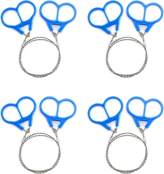 QWORK Wire Saw, 4 Pack 20" Stainless Steel Serrated Cutting Cable, Emergency Chainsaw Survival Kit Outdoor Tools for Trees Cutting, Backpacking Gear, Camping, Hunting, Hiking