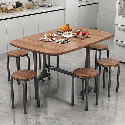 RAYACO Modern Rectangular Drop-Leaf Foldable Dining Table, 120*70cm, Brown