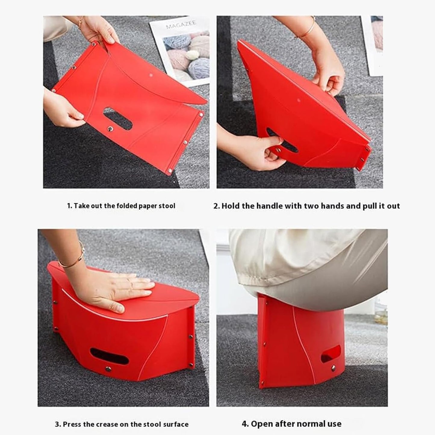 2Pcs Card Folding Stoolï¼ŒPortable Outdoor Travel Stool and Hand Carry Basket, Portable Folding Compact Stool Seat for Camping, Fishing, Gardening, Outdoor, Travel and Beach,with Tote Bag,Barbecue