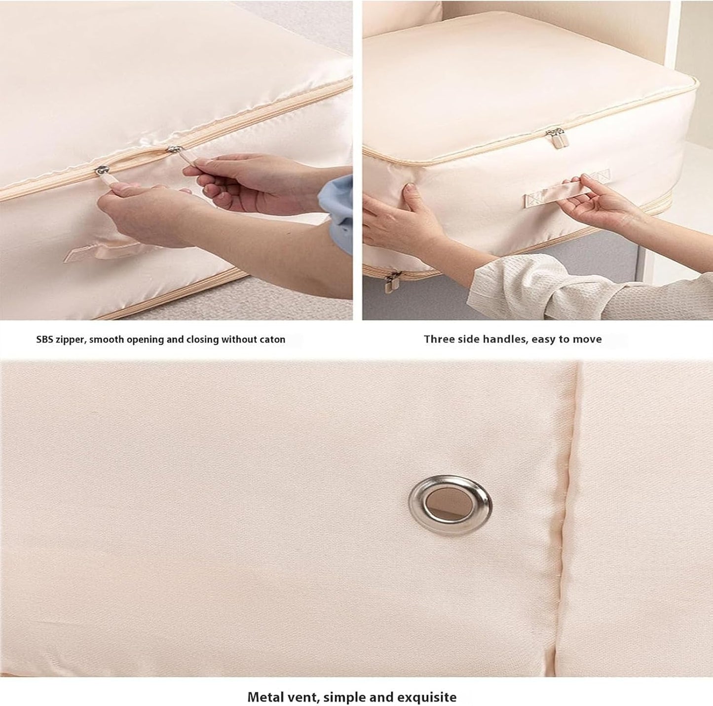 Ultra Space Saving Self Compression Organizer, Goramblessip Compression Organizer, Heavy Duty Moving Bags, for Comforters Blankets Bedding (Beige,X-Large)
