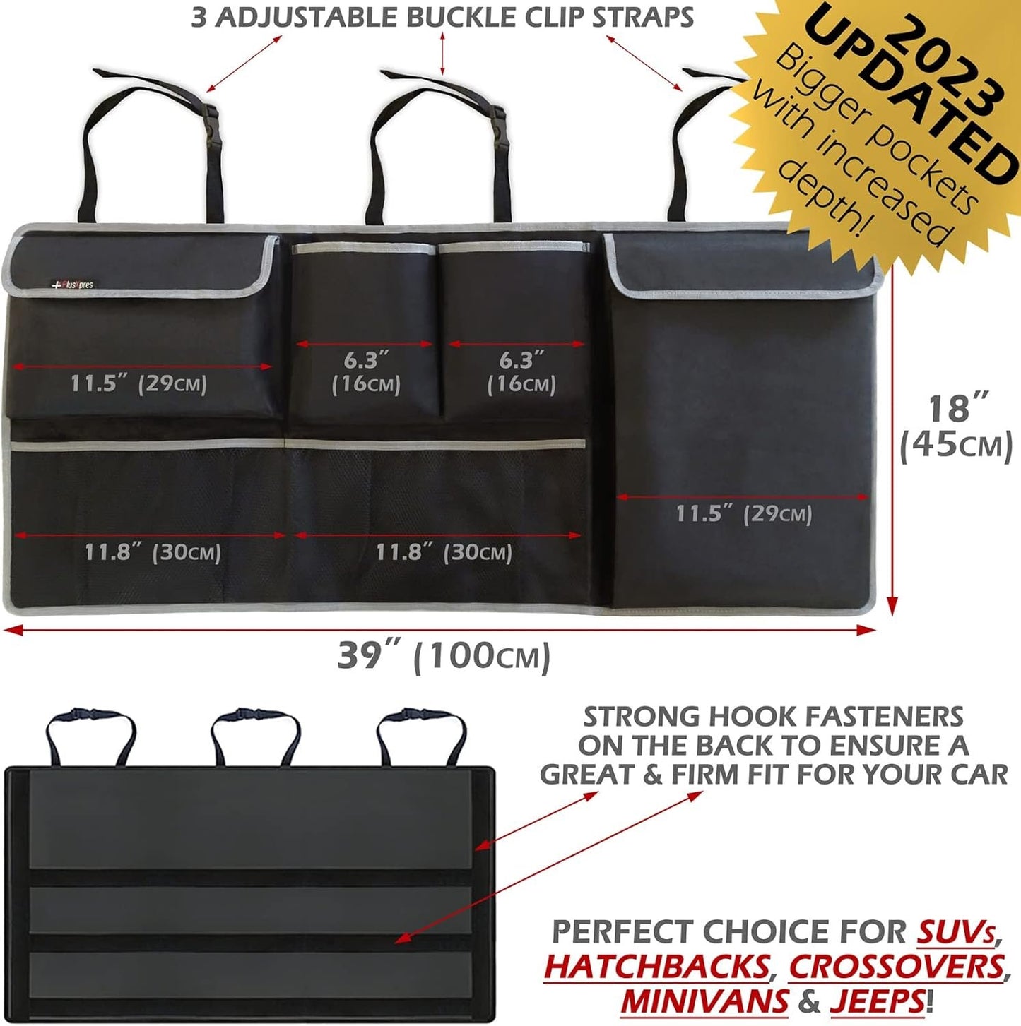 Car Backseat Trunk Organizer - Auto Hanging Seat Back Storage - Multipurpose Cargo Accessory - Space Saving Facilitator for SUV, Hatchback, Crossover, Minivan