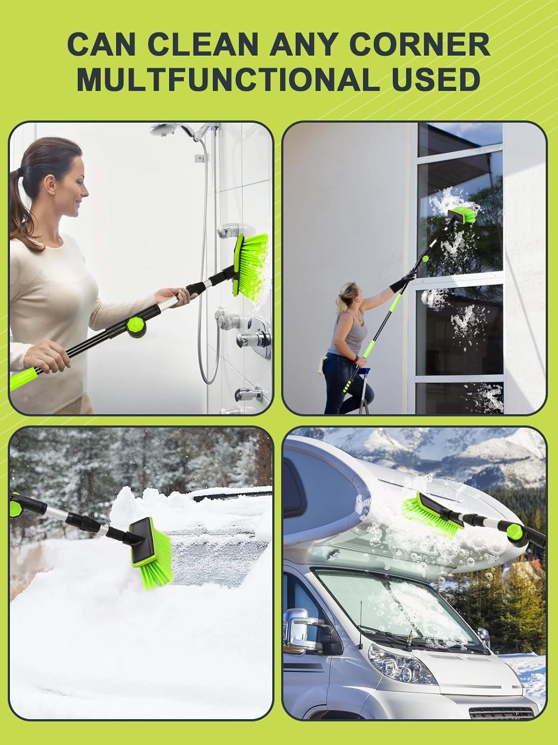 PBT 180° Rotating Car Wash Brush Long Handle Car Cleaning Brush Less Likely to Produce Floating Hair Suitable Snow Removal Cleaning SUV Truck Motorhome Indoor and Outdoor