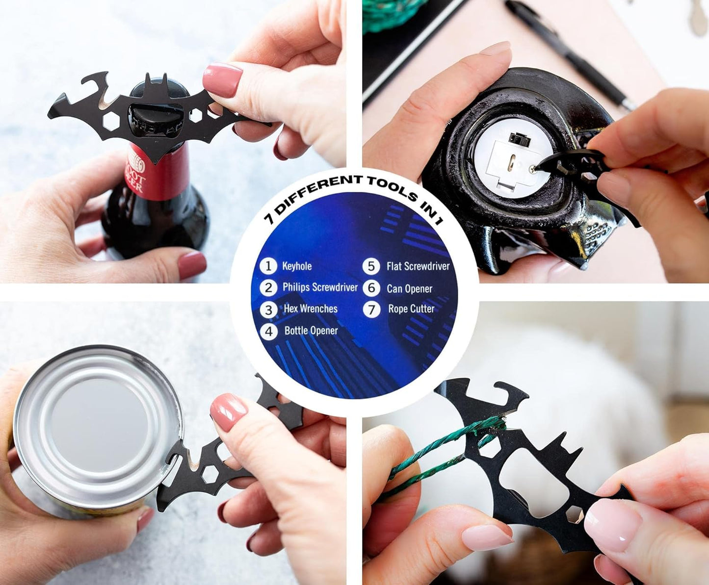DC Comics Batman Batarang Pocket Size 6-In-1 Portable Multitool Kit | Hand Tool Gadgets For Camping, Survival Gear