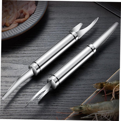 Alipis 4 Pezzi Taglia Gamberetti Freddo Cucina Gadget Crepe Pulitore di Gamberetti Roti Poggiautensili per Granchio Macchina Automatico Utensile Reti da Pesca Silver Acciaio Inossidabile