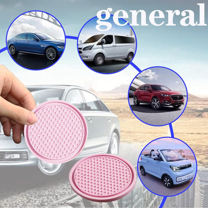 Sodcay 4 PCS Car Cup Holder Coaster, 2.75In PVC Anti Slip Cup Holder Insert Coaster, Honeycomb Waterproof Fixed Tea Coaster, Universal for Vehicle Interior Cup Mats (Pink) (SOBD0002PK-4PC)