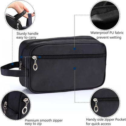 Toiletry Bag for Men, Veyarien Portable Travel Wash Bags, Water-Resistant Shaving Bag Gym Shower Bathroom Bag Dopp Kit Make Up Bag Toiletries Accessories Organizer (Black)