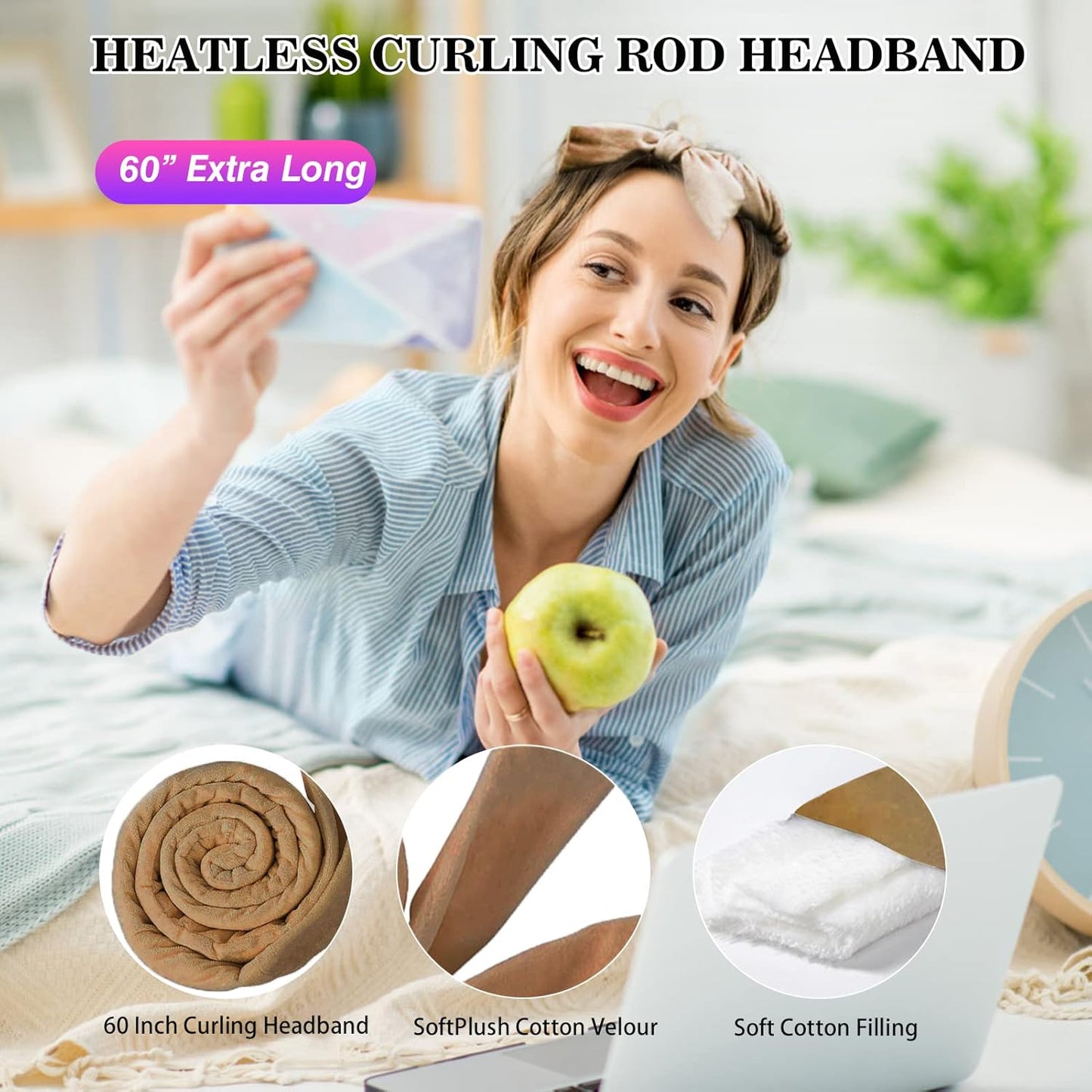 Long Hair Curler for Heatless Velvet Soft Band Curler Curler for Long, Medium Hair