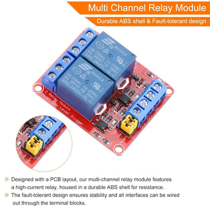 MECCANIXITY 2 Pcs DC 24V 2 Channel Relay Module High or Low Level Trigger for Electronics Industrial Home Automation