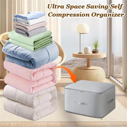 Peliaral Ultra Space Saving Compression Organizer, Implicationi Self Compression Storage Bags, Moisture-Proof Packing Cube, Heavy Duty Moving Bags for Bedding, Clothes & Travel (Beige,XL)