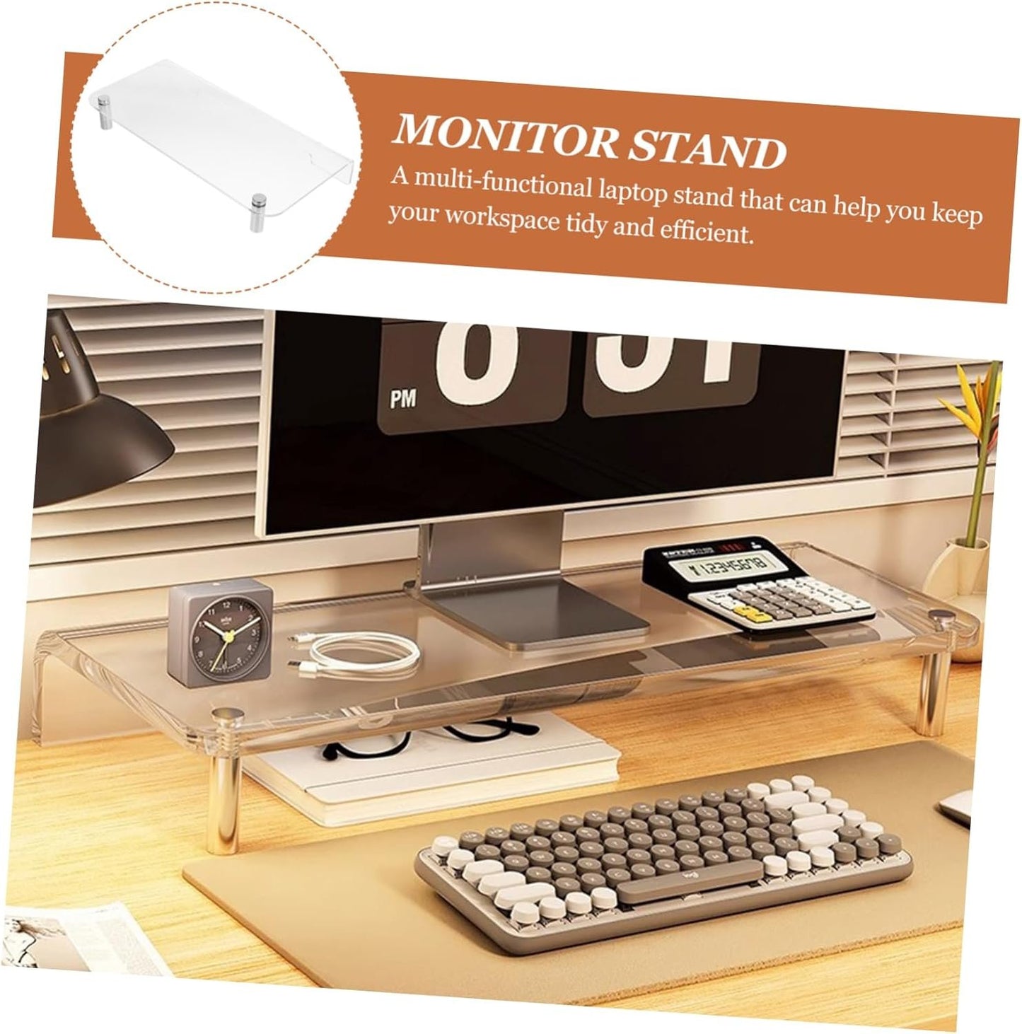 SEWACC Monitor Stand Desktop Organizer with Legs for Elevating Laptops and Monitors for Office Storage and Workspace Organization