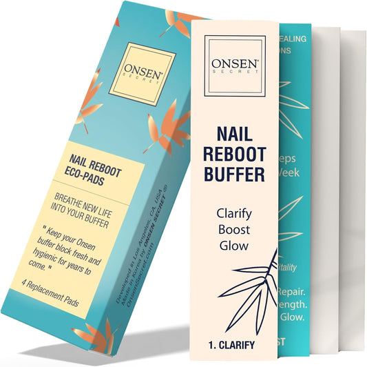 Onsen Secret Professional Nail Buffer Replacement Buffers, Ultimate Shine Nail Buffer with 3-Way Polishing Methods - 4 Combination Pads - 1 Pack