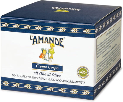 L'AMANDE - Moisturizing Body Cream Dry Skin with Hyaluronic Acid and Vitamin E, Mild Antioxidant and Soothing, Anti-Aging Scented Body Cream for Soft and Velvety Skin - Olive Oil 200 ml