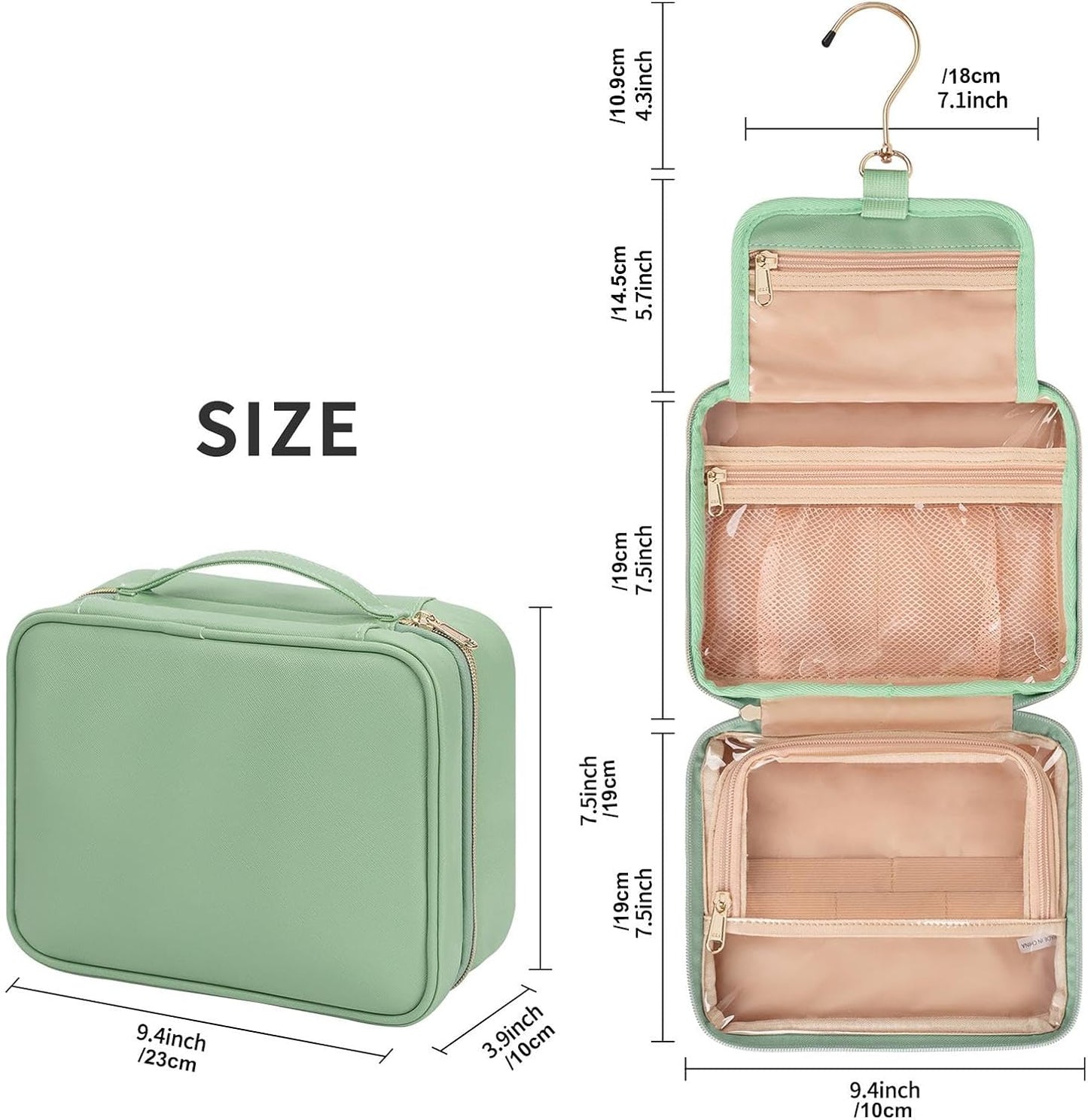 Travel Toiletry Bag with Hook, Hangable Foldable 3-Compartment Organizer, Portable Makeup Pouch with Handle, Spacious Travel Bag for Toiletries and, 1 Piece, Single Attribute, Please refer to