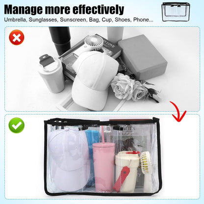 PEUTIER Clear Beach Bag Organizer for Bogg Bag, Waterproof Beach Bag Organizer Insert Tote Bag Organizer Divider Accessories for Bogg Bag X Large Size
