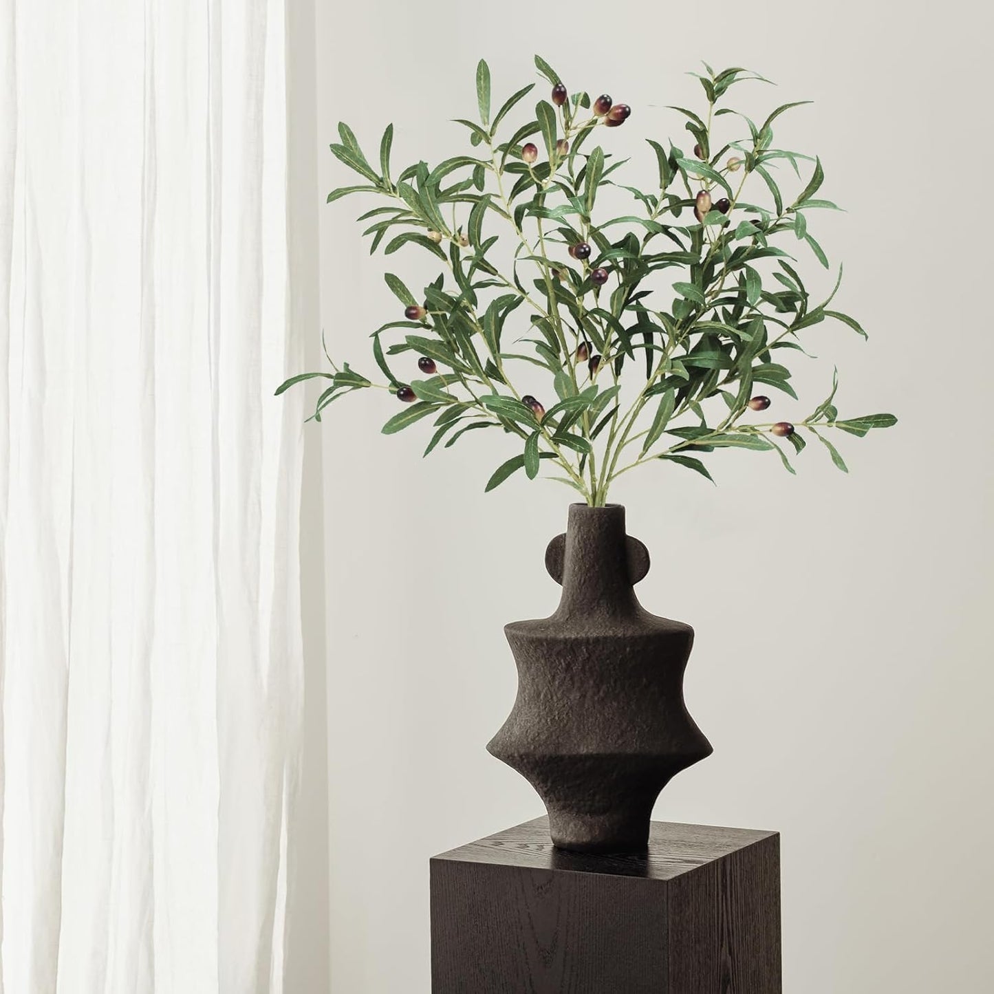 6pcs Artificial Plants Greenery Olive Branches Decor Artificial Leaves Olive Branch Fake Olive Greenery with Berry Stems Faux Branches for Vase Home Decor Table Centerpieces Festival Decoration