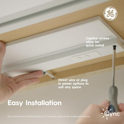 GE Cync Reveal HD+ Smart Undercabinet Light Fixture, 24-in Bar, Color Changing, Wi-Fi, Alexa, Google Home Compatible, Kitchen, White, 1500 Lumen