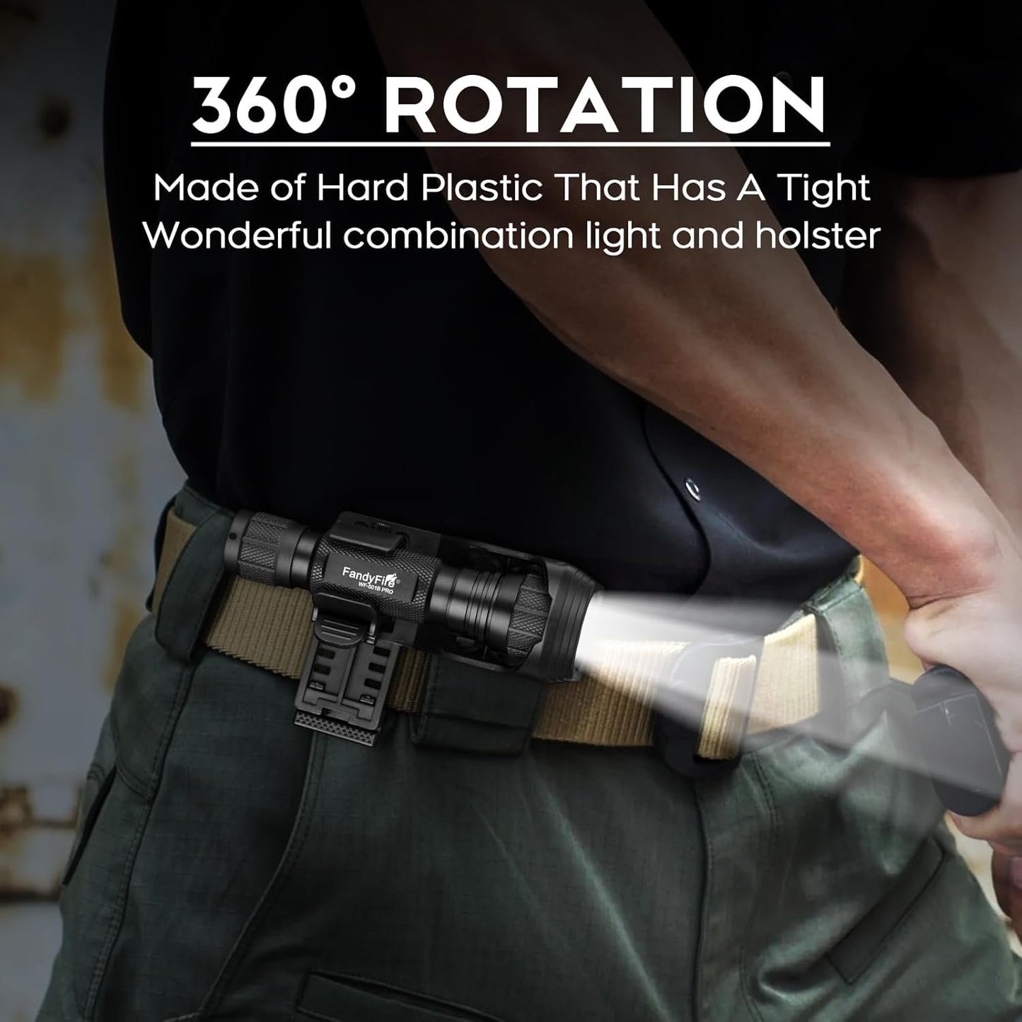 FandyFire Tactical Flashlight High Lumens with Holder, Single Mode 1200 Lumen Law Enforcement LED Flashlights with Belt Holster, Small Duty Flash Light WF-501B PRO