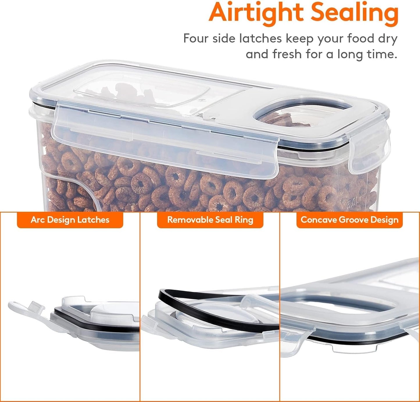 MOTYYA 2.5L Cereal Storage Container Set, 4pcs Airtight Dry Food Storage Canisters with Flip-Top Lids for Kitchen Pantry Organization,Oats,Flour,Sugar,BPA Free, Cereal Dispenser with Label Stickers