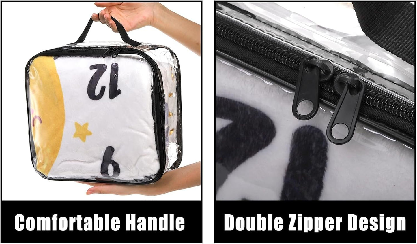 Fasmov 6 Pack Large Clear Travel Packing Cube, See-Through PVC Organizer, Vinyl Zippered Storage Bags Multipurpose Pouch with Handle for Suitcase Pants, Cashmere, Sweaters Shirts Dress Storage