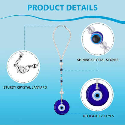 Cobee Evil Eye Car Hanging Ornament- Evil Blue Eye Charms for Car Rear View Mirror, Evil Eye Beaded Decor Car Charms Pendant, Car Amulet Ornament for Protection & Blessing (Classic Evil Eye)