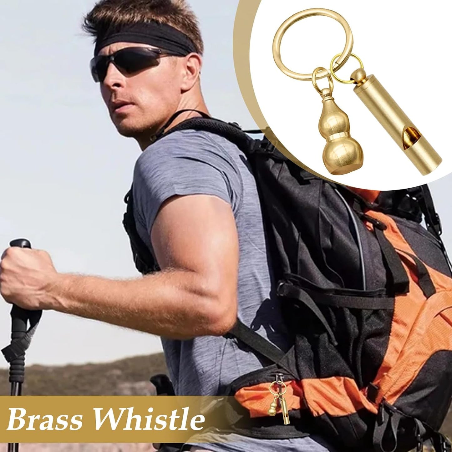 Outdoor Survival Whistle - Gold Brass Loud Coaching Whistle - Auspicious Car Keychains Pendant, Portable Training Supplies for Sports