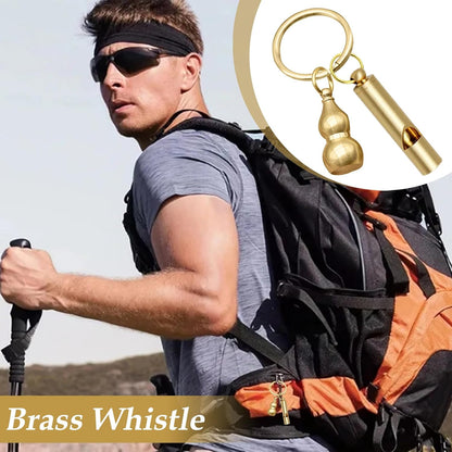 Outdoor Survival Whistle - Gold Brass Loud Coaching Whistle - Auspicious Car Keychains Pendant, Portable Training Supplies for Sports