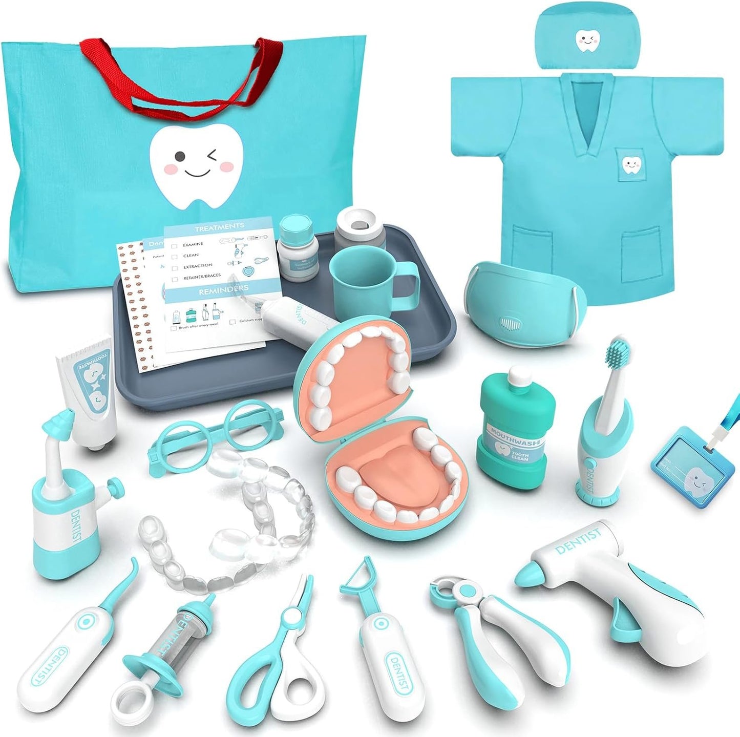 Dentist Kit for Kids - Doctor Kit Toy Gifts for 3 4 Year Old Girls, Pretend Play Set Teeth and Dental Toys Playset Medical Kits for Boys Kids Toddlers 2-4