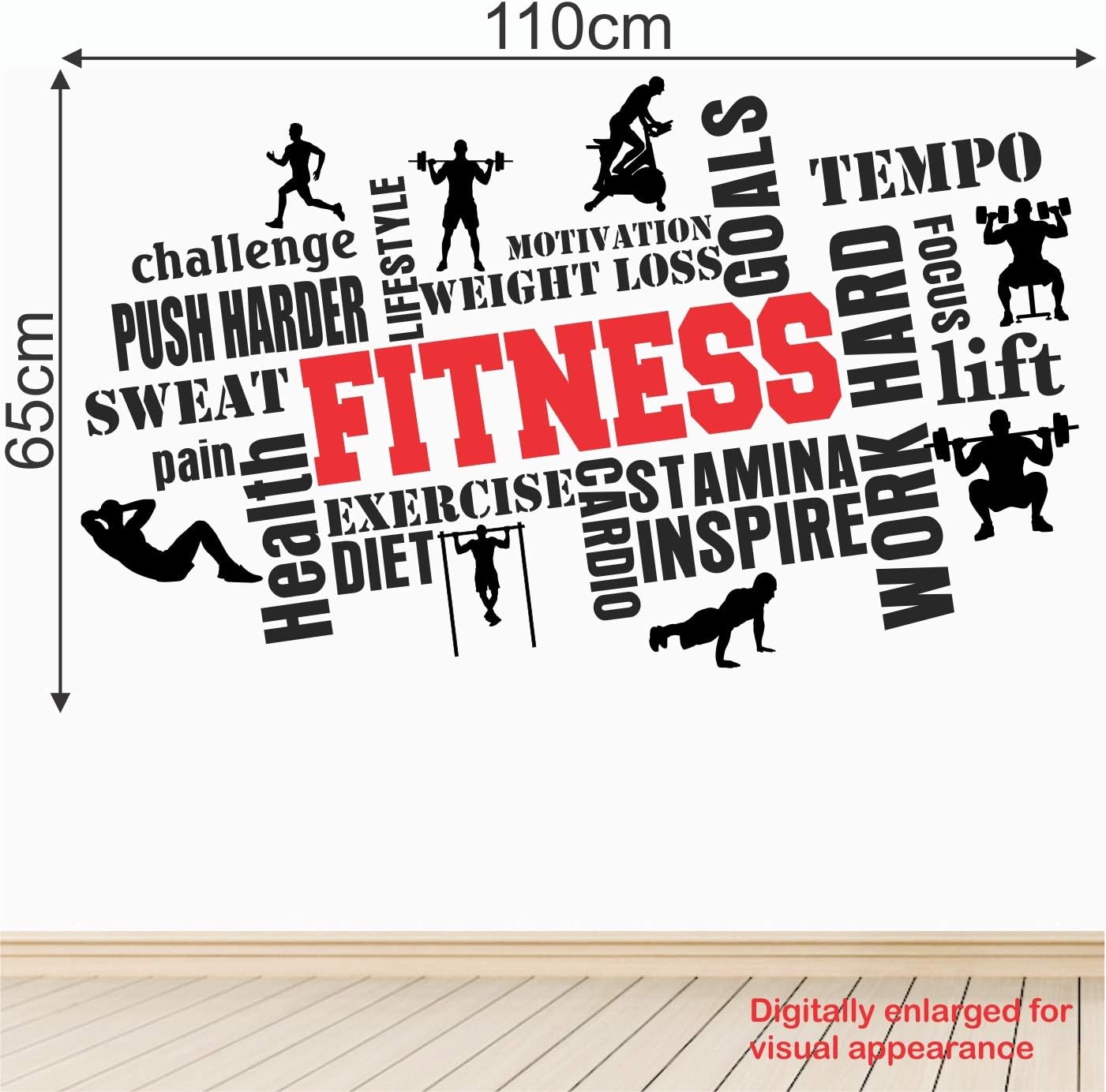 StickMe Gym Fitness Bodybuilding Motivation Sports Wall Sticker (110 x 65 cm, Multicolour, Vinyl)