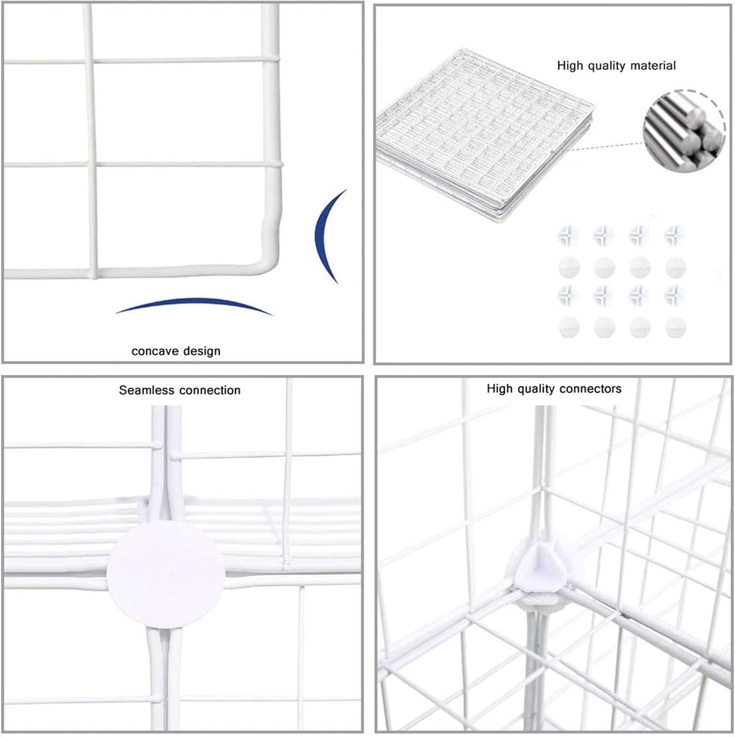 C&AHOME Wire Cube Storage, 9-Cube Storage Organizer, Metal Stackable Storage Bins, Modular Bookshelf, DIY Closet Cabinet Ideal for LivingRoom Bedroom, Home, Office 36.6”L x 12.4”W x 48.4”H White