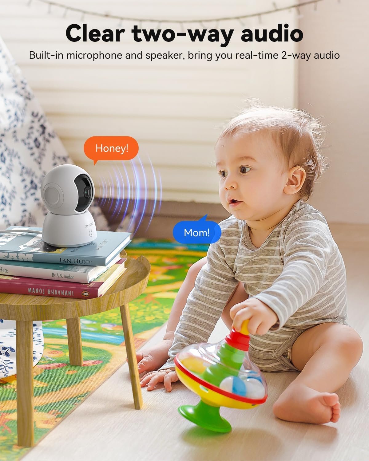 TMEZON Indoor Security Camera 2K,Pan/Tilt Wi-Fi Pet Camera with Vicohome App WiFi IP 3MP HD 360Â° Baby Monitor,One-Click Call Your Families,Detection & Notification, Night Vision