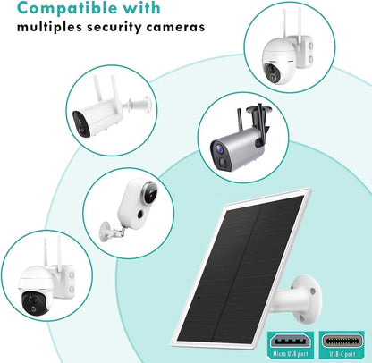 5W Solar Panel for Security Camera Outdoor, 5V USB Charger Compatible with Rechargeable Battery Powered Cam, Camera Solar Panel with IP65 Waterproof, 9.8ft Cable, 360° Adjustable Bracket