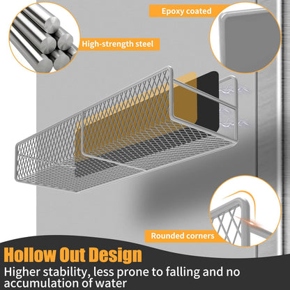 Magnetic Spice Rack for Refrigerator, 6 Pack 100% Metal Strong Magnet Shelf, Space Saving Spice Organizer, Home Kitchen Laundry Room Storage Organization W/ Paper Towel Holder, Utensils Racks (Grey)