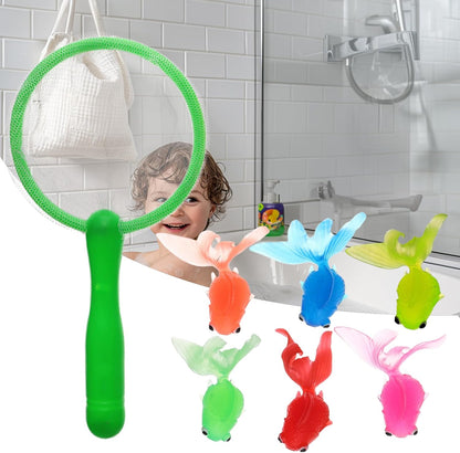 Fishing Bath Toy, Floating Animal Fish Catching Game, Fishing Net Bath Toys, Play, 18x9cm/7.09x3.54 inches, Ideal for Little Boys and Girls, Interactive, Multicolor