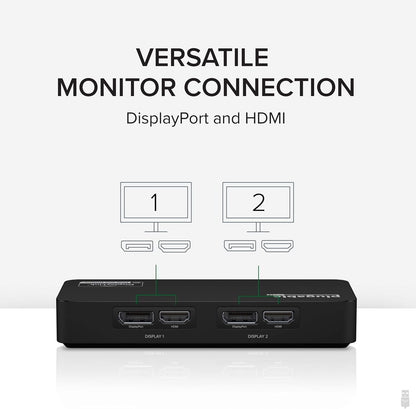 Plugable 4K DisplayPort and HDMI Dual Monitor Adapter for USB 3.0 and USB-C, Compatible with Windows and Mac