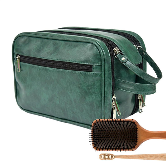 Hygiene Bag for Men, Shaving Set Bag, Travel Cases PU Shaving Bag, Toiletries Organiser, Men's Cosmetic Bag, Bathroom Travel Bag with Large Capacity for Household, Green, Siehe Beschreibung, See