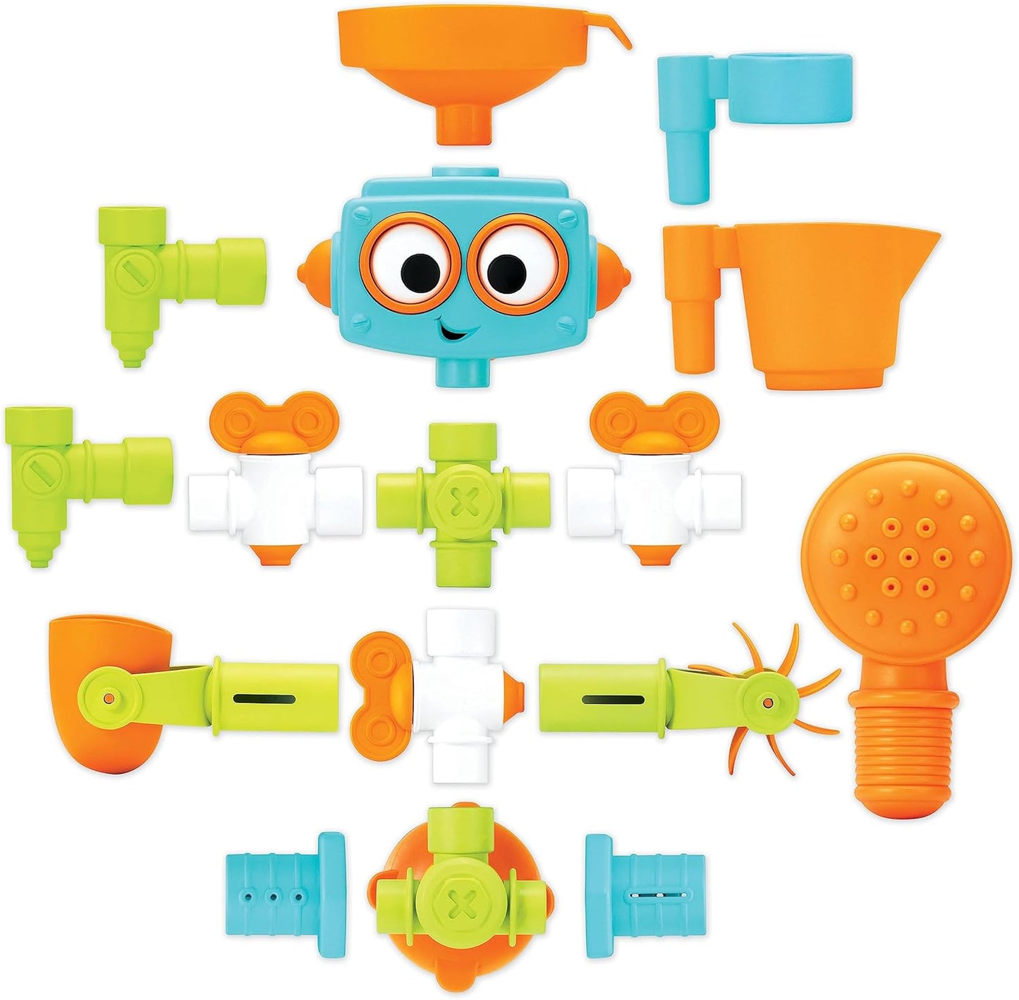 Infantino 217025 Sensory Plug & Play Plumber Toy Exploration and Learning Cause and Effect 16 Piece Bath, Multicolour