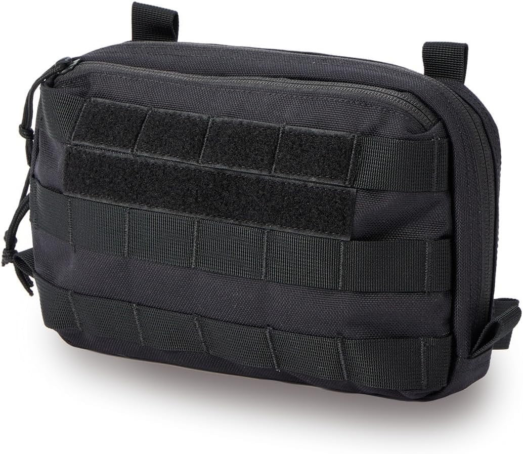 Cargo Works Black Tactical Molle EDC Pouch - Admin Pouch with Molle Attachments for Backpacks