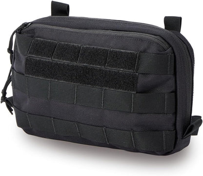 Cargo Works Black Tactical Molle EDC Pouch - Admin Pouch with Molle Attachments for Backpacks