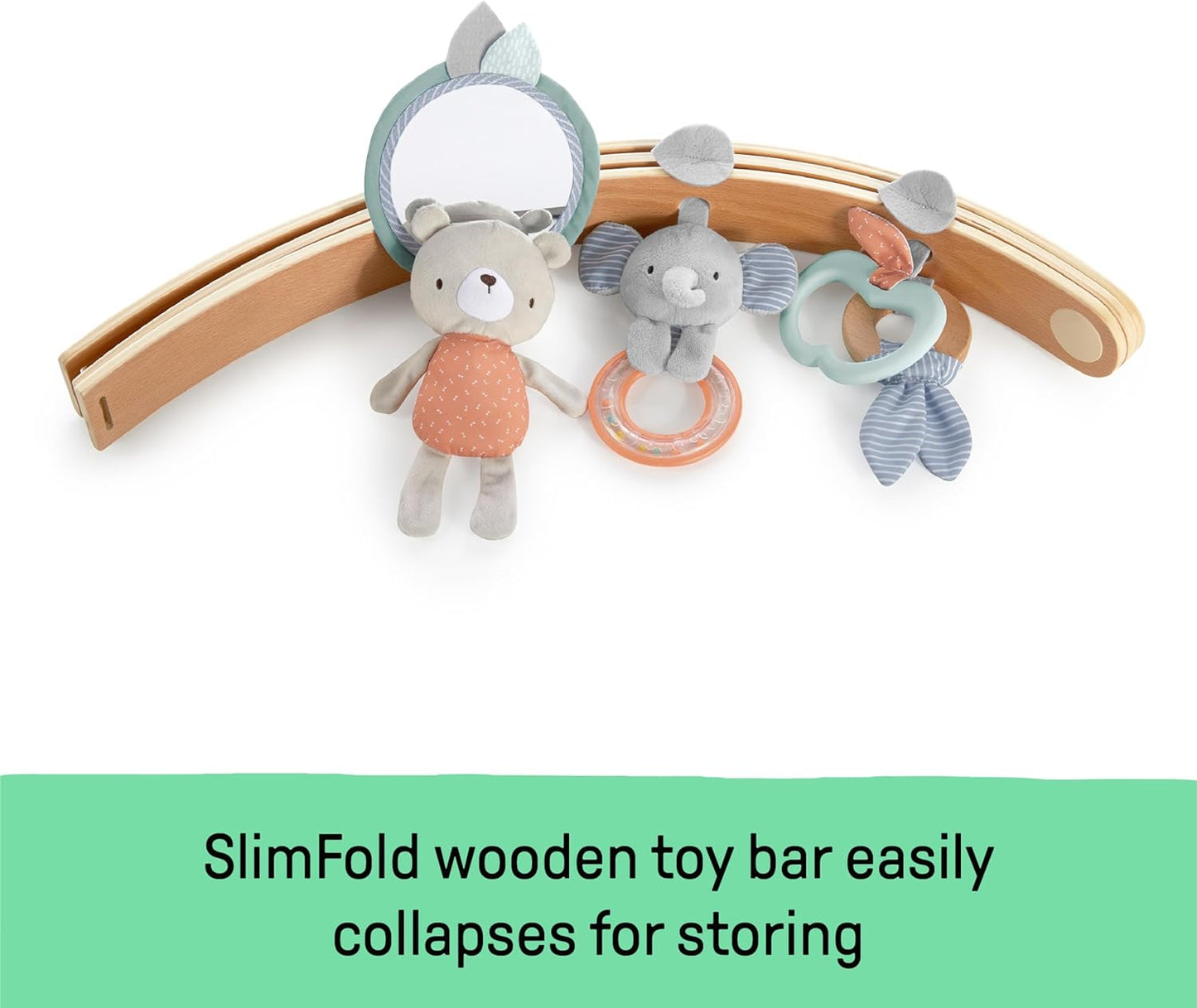 Ingenuity Cozy Spot Reversible Duvet Activity Gym & Play Mat with Wooden Toy bar - Loamy, Newborn and up