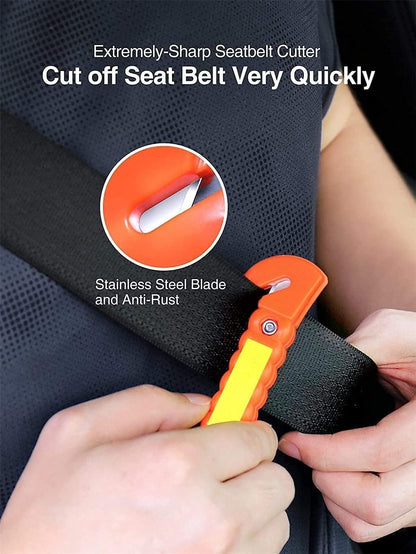 Car Window Breaker and Seatbelt Cutter, Car Emergency Escape Tool with Glass Breaker Seat Belt Cutter, 2-in-1 Car Safety Hammer, Premium Carbon Steel Automotive Life Rescue Tools Kit, 2 Packs