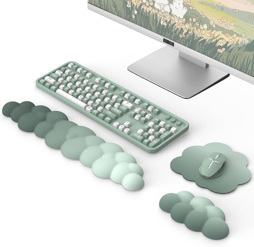 MoKo Cloud Wrist Rest, Ergonomic Cloud Keyboard Wrist Rest with Mouse Rest Wrist Pad, Durable Polyester Cloud Arm Rest Wrist Pad for Keyboard and Mouse for Office, Gaming, Computer, Laptop, Green